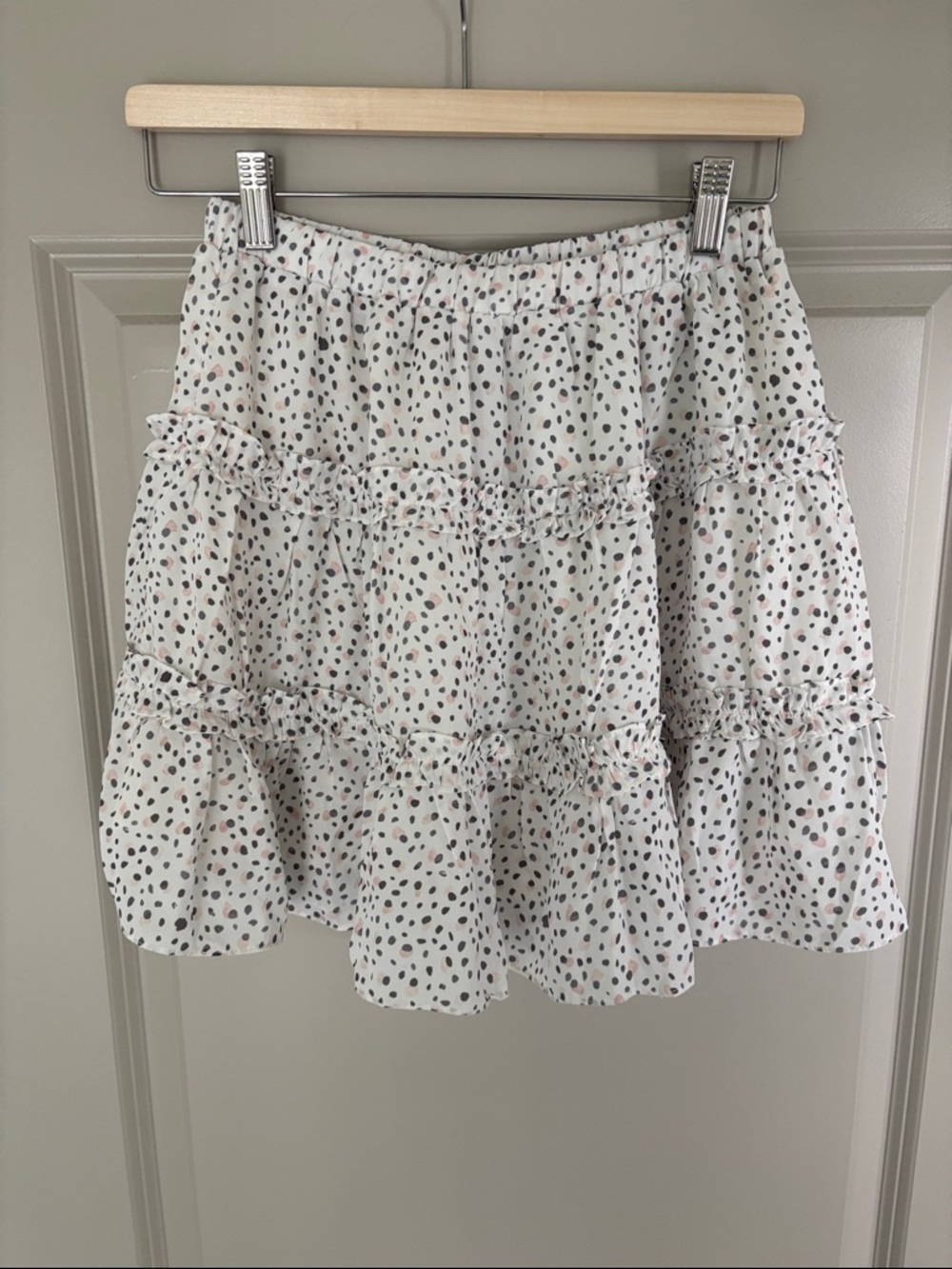 Princess Polly White Polka Dot Ruffle Skater Skirt